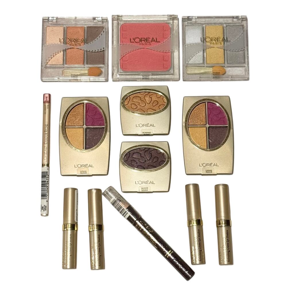 NEW Vintage L'Oreal Eye Makeup Bundle Of 13 - Palettes, Creme Shadows & Crayon